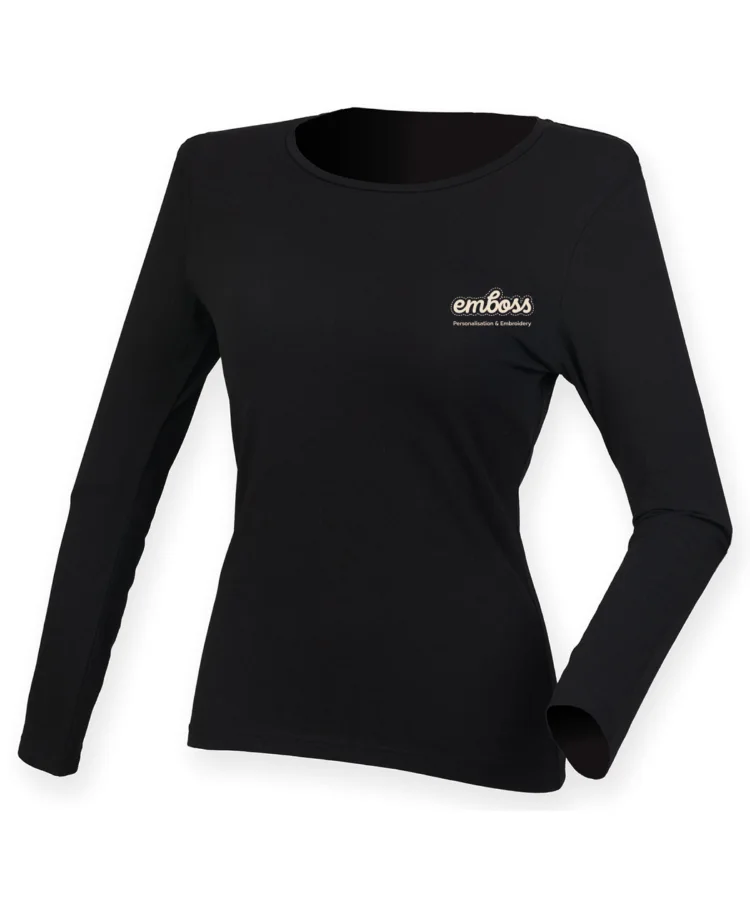 Women's feel good long sleeved stretch t-shirt in Black