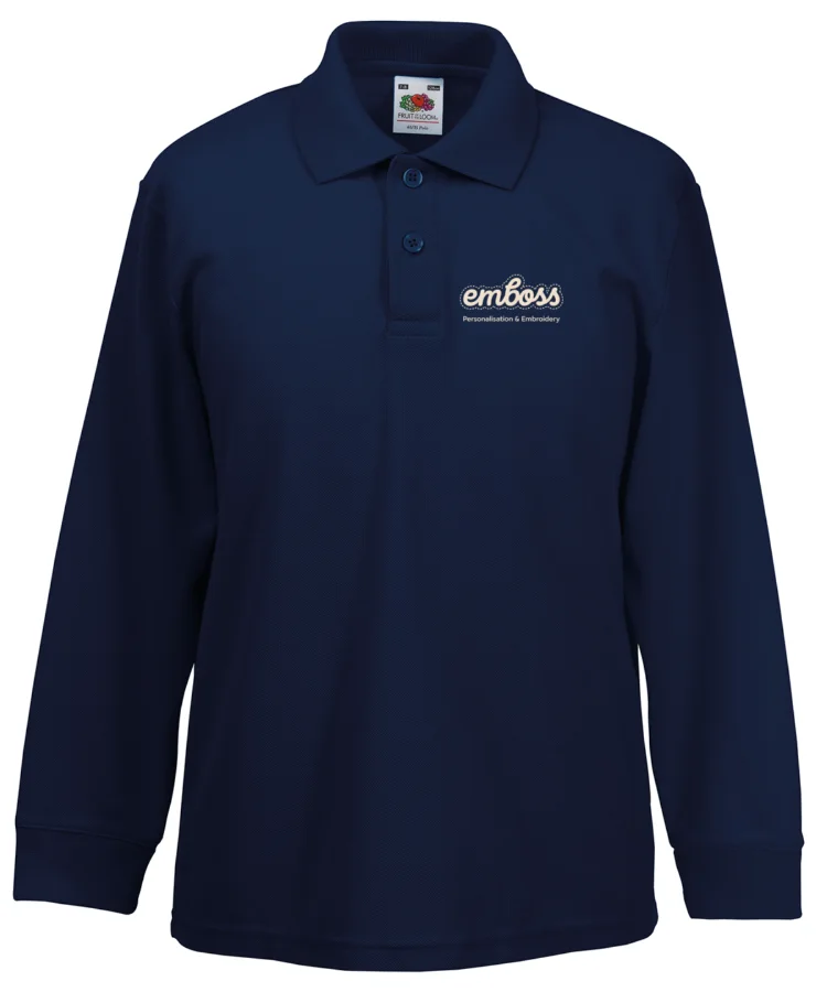 Kids long sleeve 65/35 polo in Deep Navy