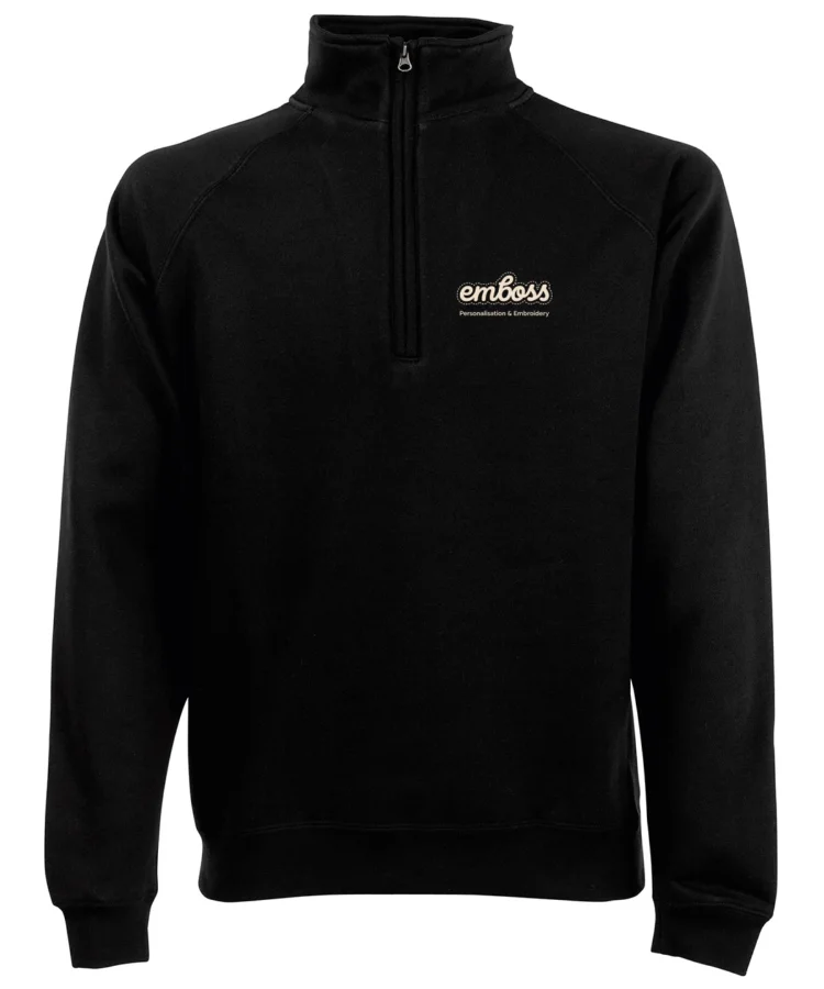 Premium 70/30 zip-neck sweatshirt in Black*