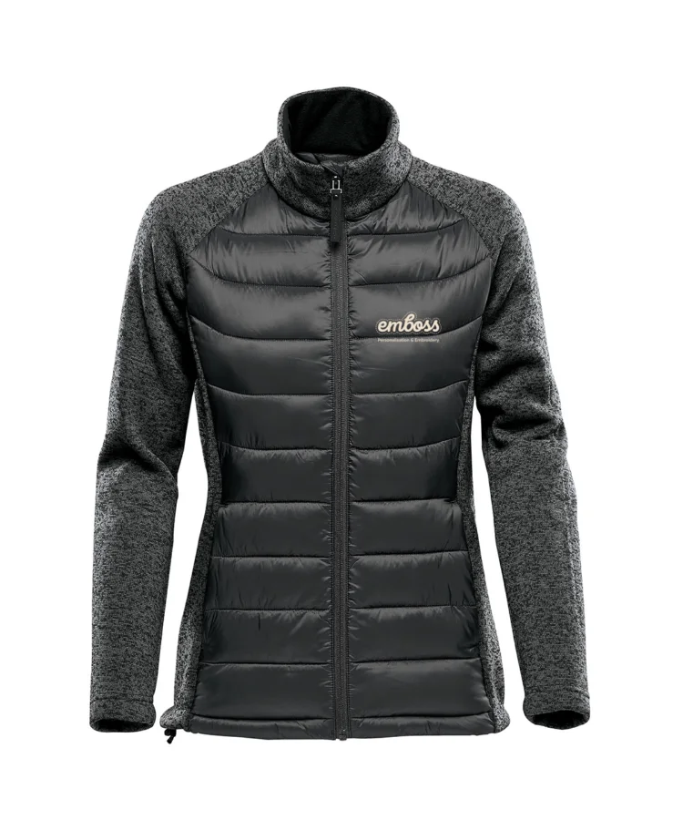 Women’s Narvik hybrid jacket in Black/Dolphin Heather