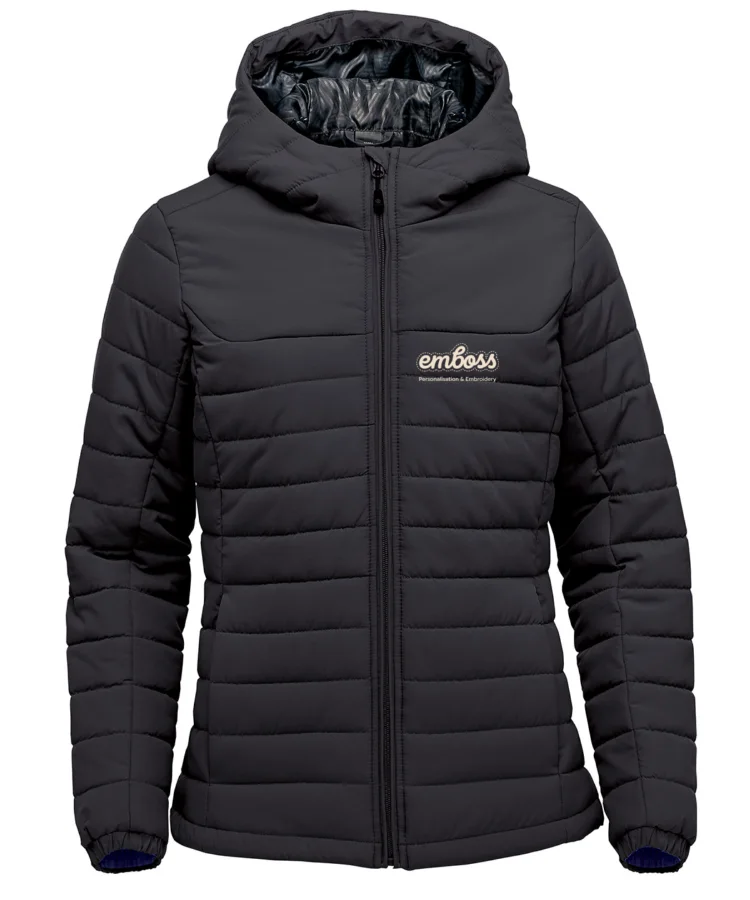 Women’s Nautilus quilted hooded jacket in Black