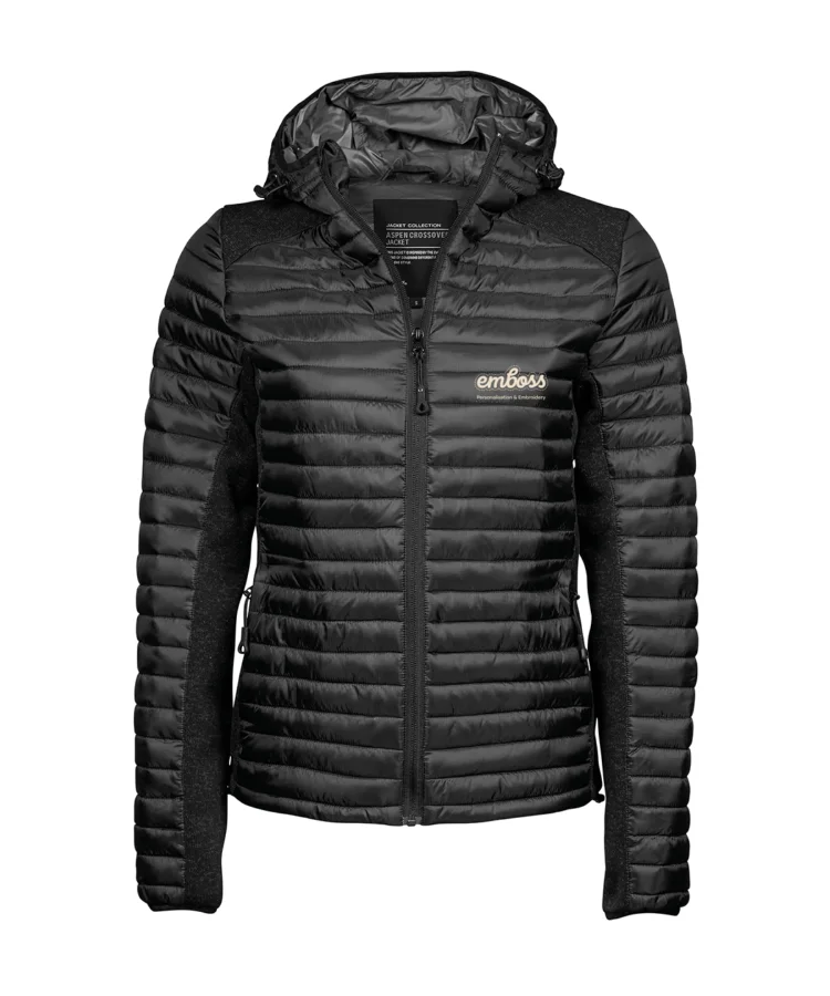 Women’s hooded outdoor crossover (9611) in Black/Black Melange