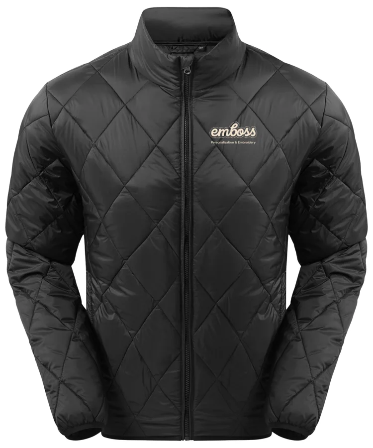 Diamond pane padded Jacket in Black