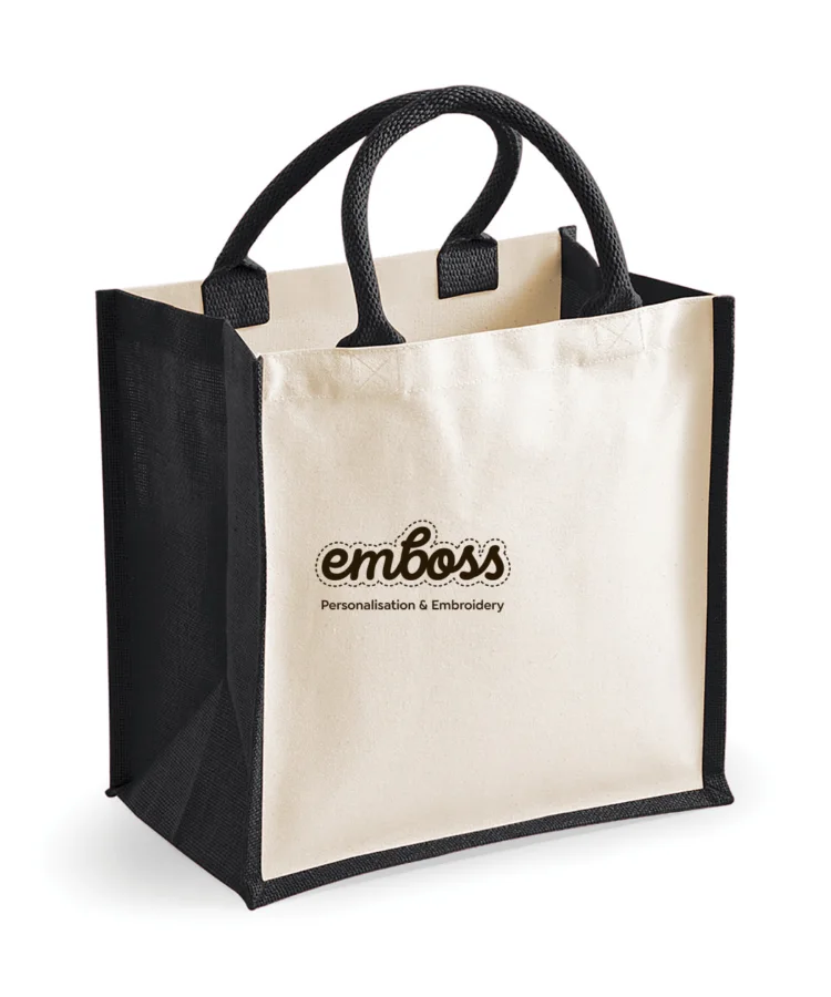 Printers midi jute tote in Black