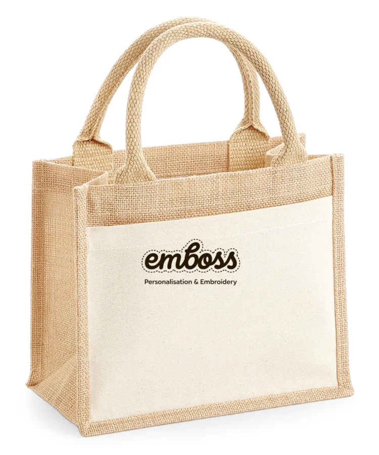 Cotton pocket jute gift bag in Natural