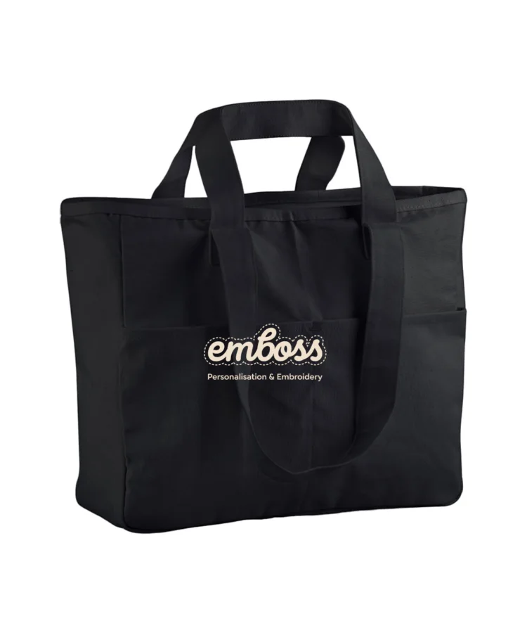 Double-handle cargo pocket tote