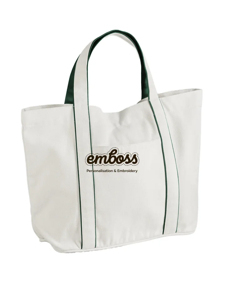 Courtside medium tote in Soft White/Bottle Green