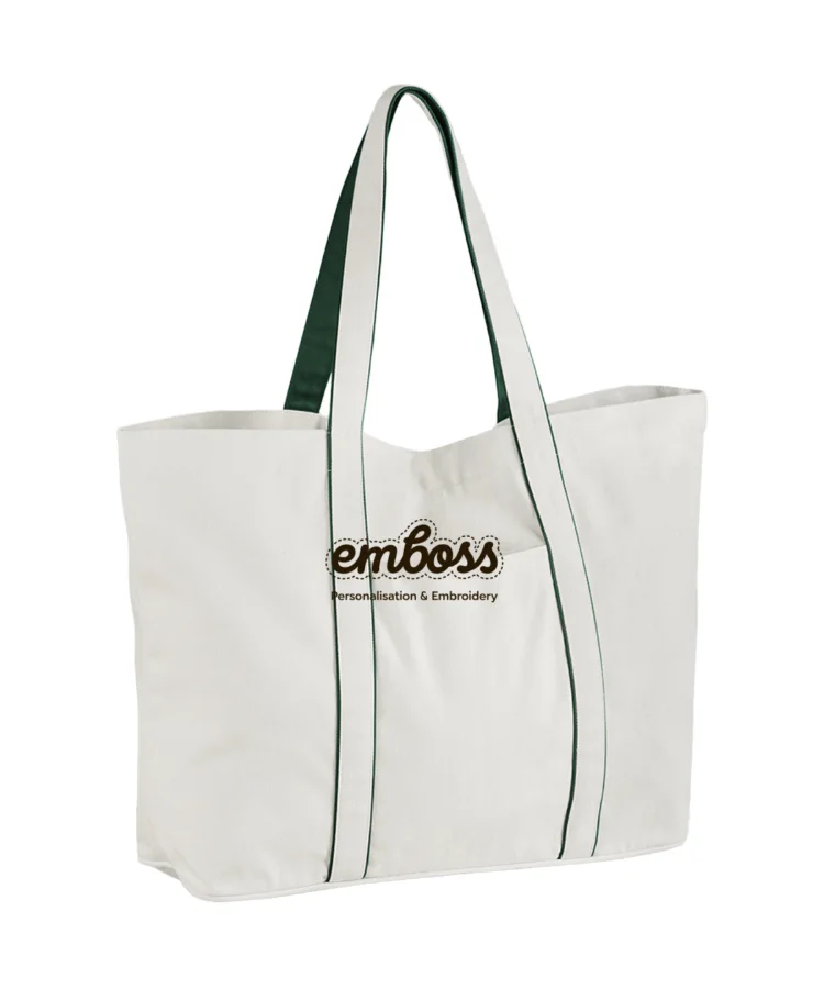 Courtside large tote in Soft White/Bottle Green