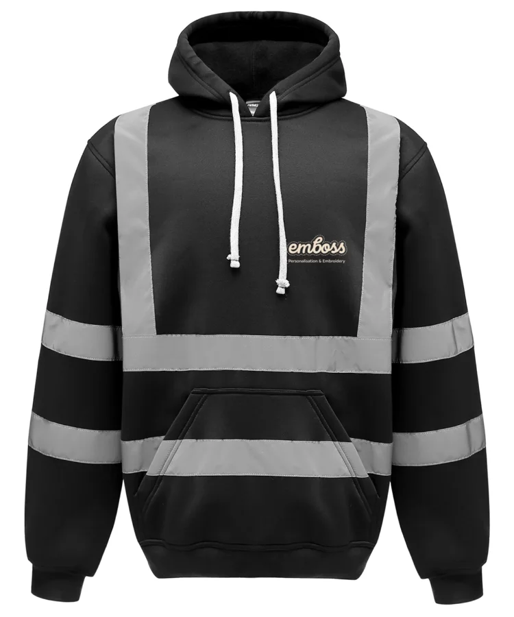 Hi-vis pull-over hoodie (HVK05) in Black
