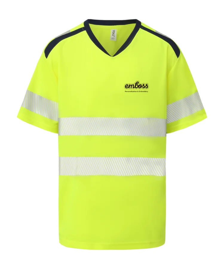 Hi-vis mandarin collar comfort trim t-shirt (HVJ430)