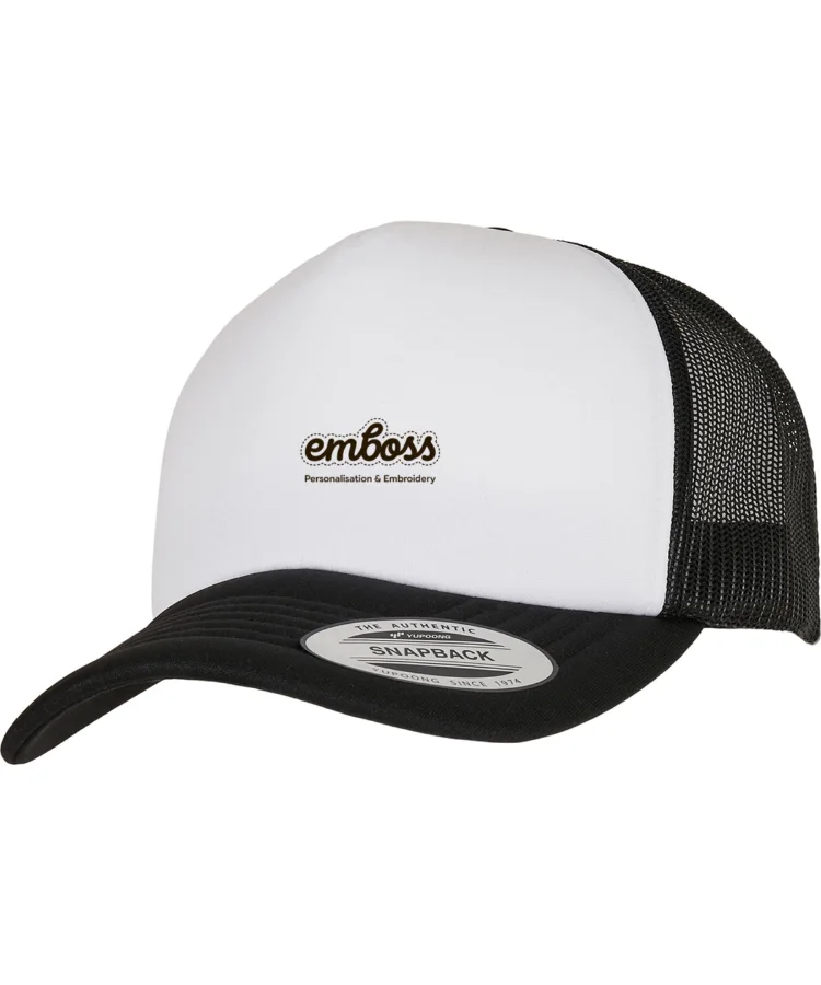 YP Classics® curved foam trucker cap – white front (6320W) in Black/White/Black