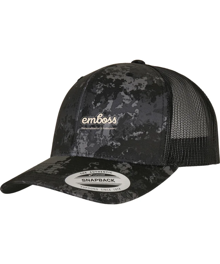 YP Classics® Veil Camo™ retro trucker cap (6606VC) in Poseidon Black