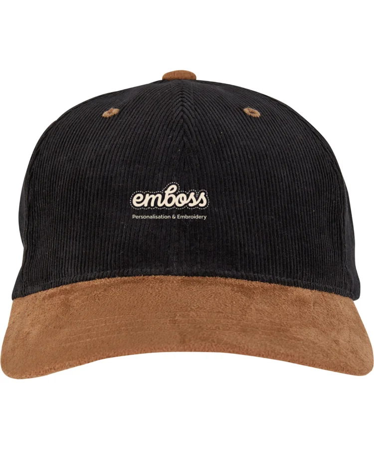 Corduroy classic suede cap (9279) in Black/Caramel
